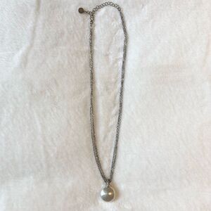 Majorica Sterling Silver Multi Strand Large Simulated Pearl Pendant Necklace